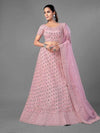 Pink Heavy Embroidered Soft Net bridal Lehenga - myracouture