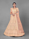 Peach Heavy Embroidered Soft Net bridal Lehenga - myracouture