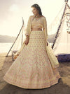 Light Yellow Embroidered Organza bridal Lehenga - myracouture