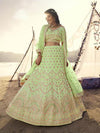 Parrot Embroidered Organza bridal Lehenga - myracouture