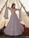 Purple Embroidered Organza bridal Lehenga - myracouture