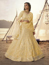 Yellow Embroidered Organza bridal Lehenga - myracouture