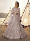 Dusty Pink Embroidered Organza bridal Lehenga - myracouture