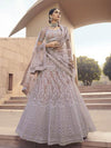 Mauve Heavy Embroidered Soft Net bridal Lehenga - myracouture