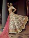 Off White Heavy Embroidered Georgette bridal Lehenga - myracouture