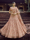 Peach Heavy Embroidered Georgette bridal Lehenga - myracouture