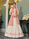 Pearl White Georgette Embroidered Designer Lehenga