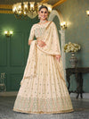 Beige Georgette Embroidered Designer Lehenga