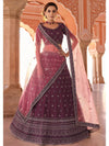 Wine Embroidered Designer Lehenga Choli