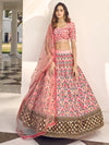 Pink Art Silk Heavy Embroidered Lehenga