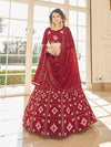 Red Georgette Embroidered Designer Lehenga