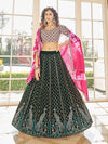 Green & Pink Georgette Embroidered Designer Lehenga