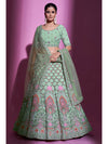 Pista Green Georgette Embroidered Designer Lehenga Choli