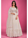 White Pure Georgette Embroidered Gown