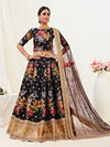 Black Floral Print Embroidered Designer Lehenga