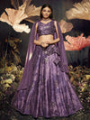 Purple Velvet Embroidered Designer Lehenga