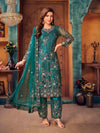 Rama Green Heavy Embroidered Pant Style Suit
