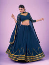 Navy Blue Georgette Embroidered Designer Lehenga