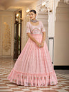 Pink Georgette Embroidered Gown