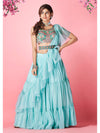 Sky Blue Art Silk Designer Lehenga