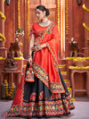 Black Art Silk Gamthi Work Designer Lehenga