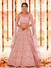 Peach Organza Embroidered Designer Lehenga