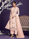 Light Peach Floral Thread Embroidered Palazo Suit