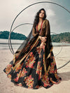 Black Organza Printed Lehenga