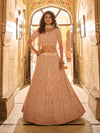 Peach Crepe Embroidered Lehenga