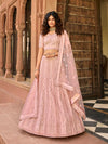 Baby Pink Organza Embroidered Lehenga