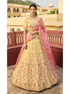 Yellow Organza Embroidered Lehenga