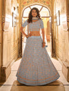 Blue Crepe Embroidered Lehenga Choli