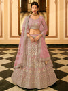 Mauve Organza Embroidered Lehenga Choli