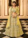 Yellow Organza Embroidered Lehenga Choli