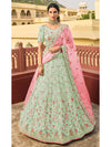 Green Organza Embroidered Lehenga Choli