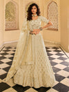 Beige Organza Embroidered Lehenga Choli