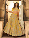 Yellow Organza Embroidered Lehenga Choli