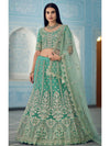 Turquiose Organza Embroidered Lehenga