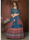 Aequa blue Chinon Embroidered Designer Lehenga