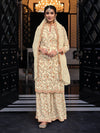 Off White Chinon with Georgette Embroidered Palazzo Suit