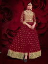 Maroon Heavy Embroidered Pant Style Anarkali Suit