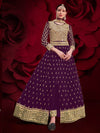 Violet Heavy Embroidered Pant Style Anarkali Suit
