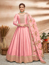 Baby Pink Art Silk Embroidered Anarkali Suit